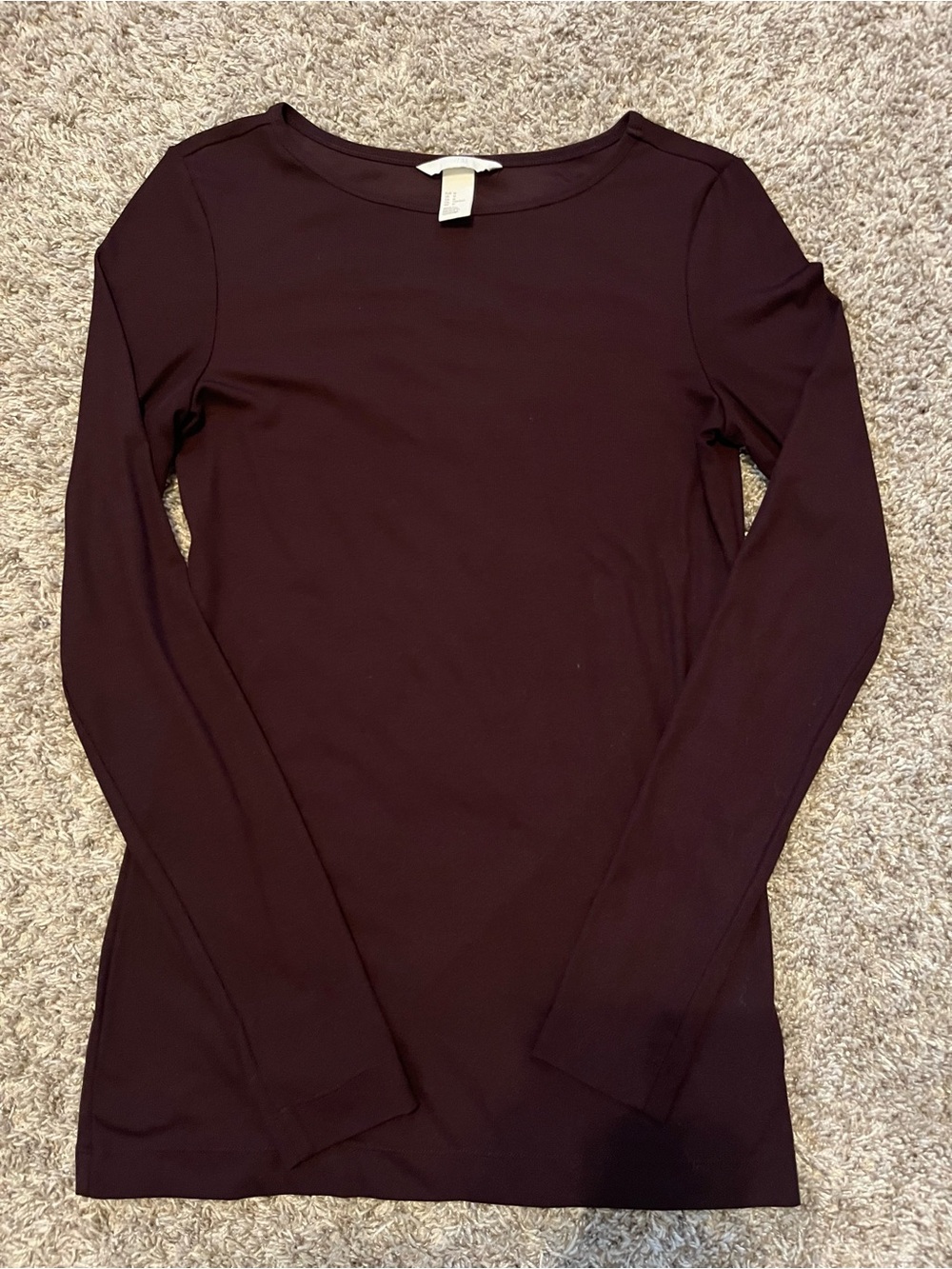 Long Sleeve Crewneck Top in Dark Brown H&M size M